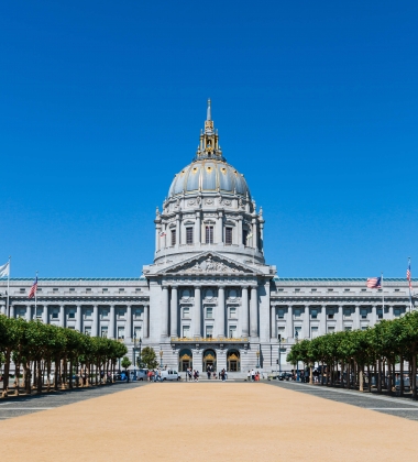 san francisco civic center against a blue sky