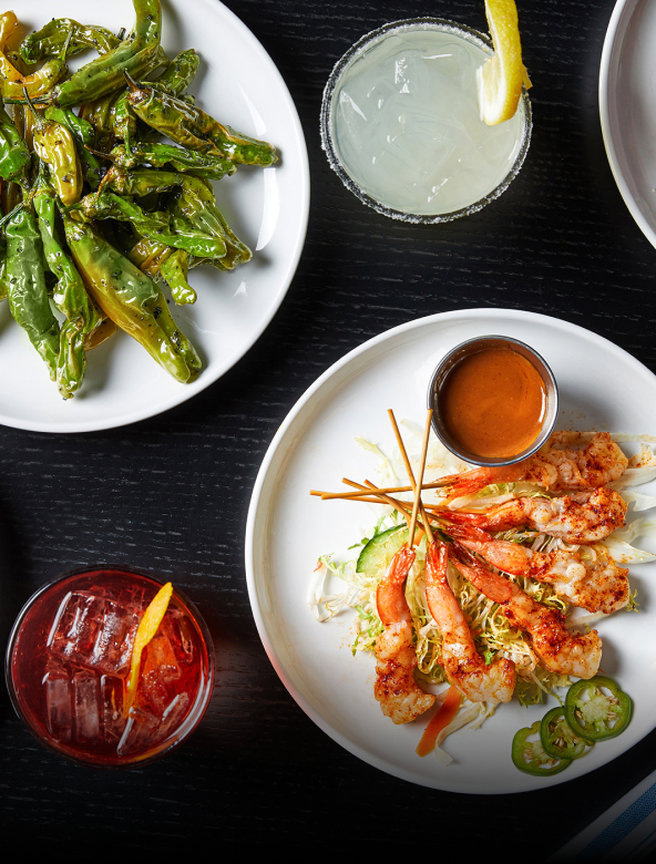 Shishito peppers and shrimp