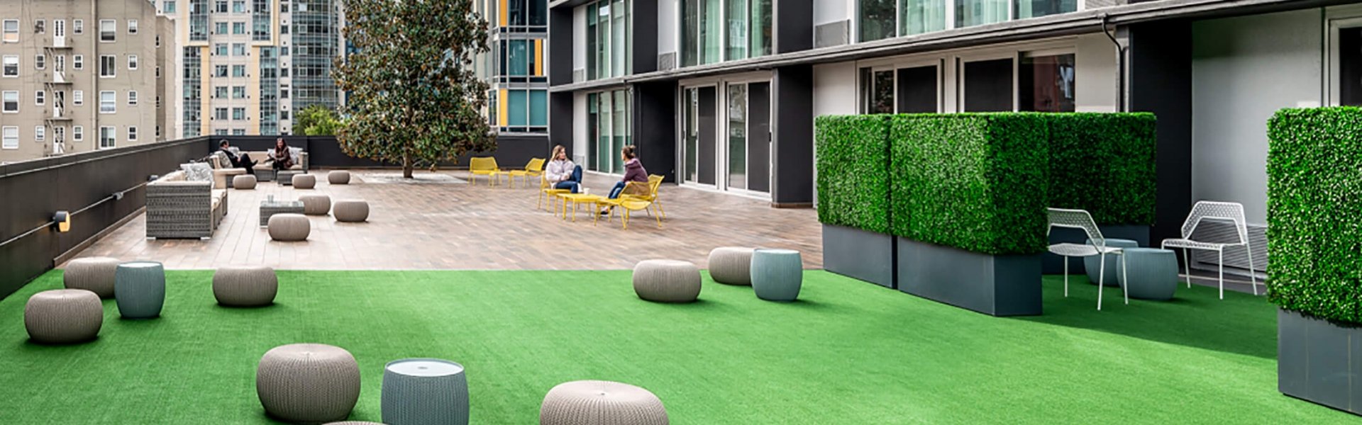 outdoor terrace green space with astroturf