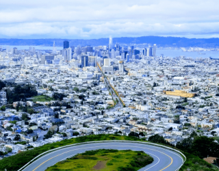 Twin Peaks looking down at the cityscape of San Francisco