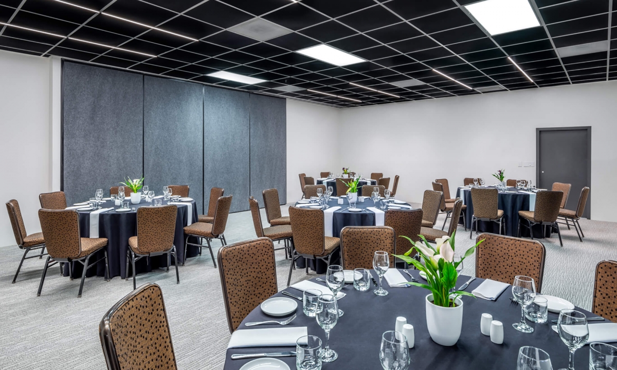 BEI hotel meeting room with circular tables